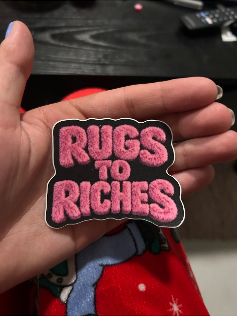 Rugs to Riches Pink Fuzzy Letter Sticker